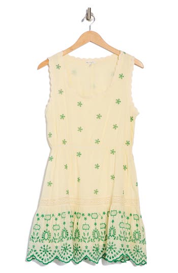 Maisie Embroidered Eyelet Sleeveless Cotton Minidress
