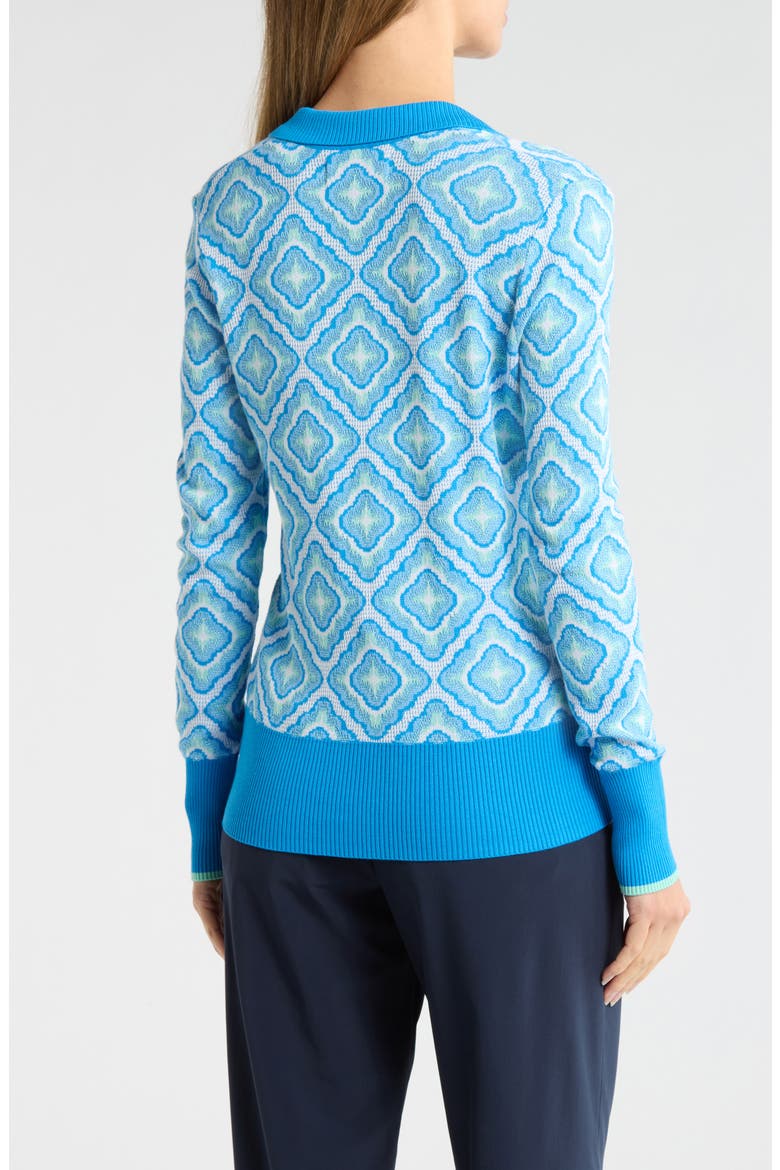 Johnny Collar Lattice Jacquard Polo Sweater, Alternate, color, FRENCH BLUE