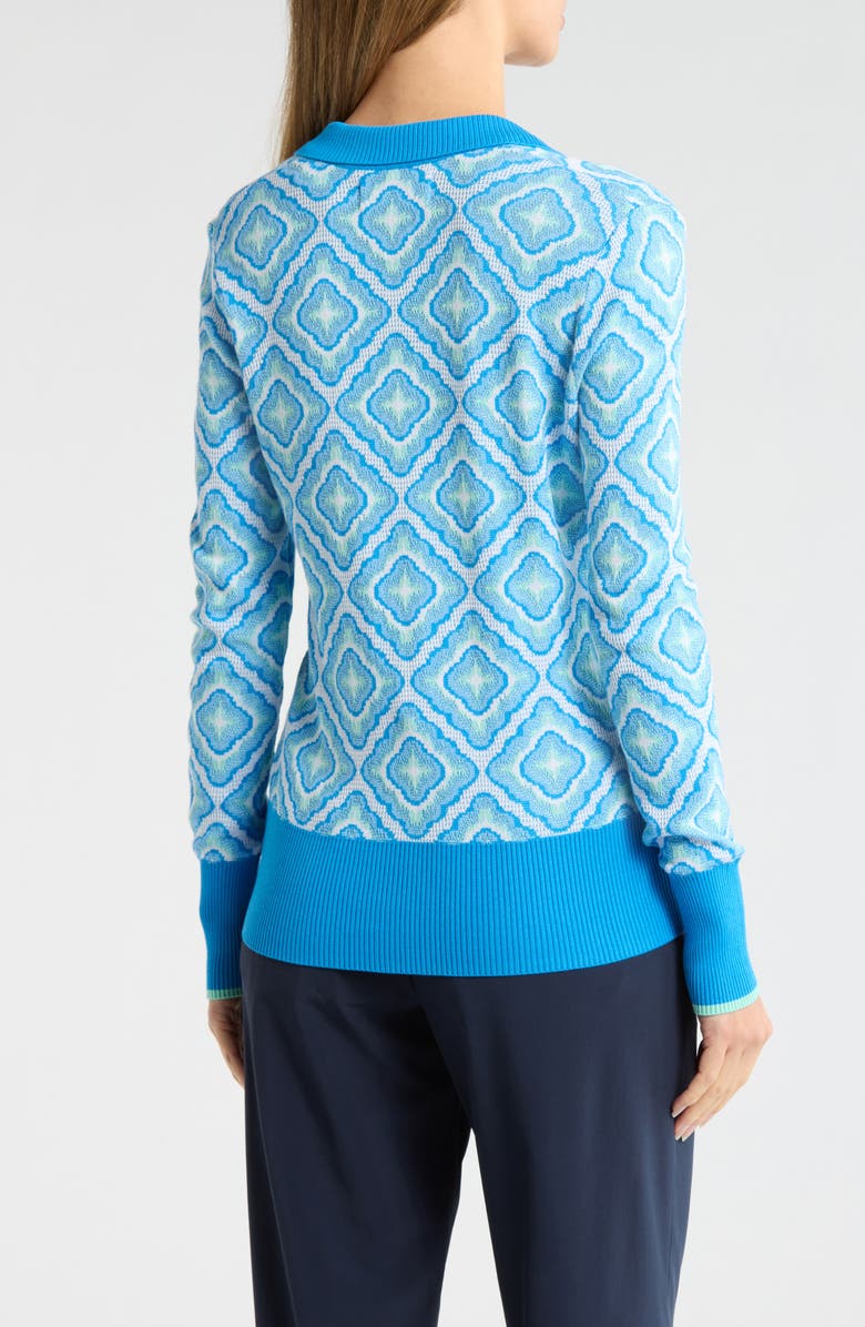 ORIGINAL PENGUIN GOLF Johnny Collar Lattice Jacquard Polo Sweater, Alternate, color, French Blue