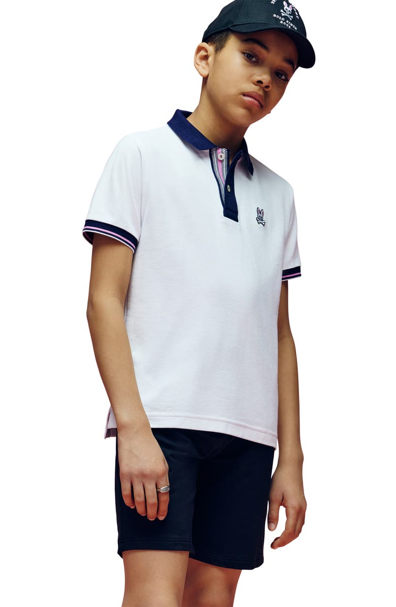 Psycho Bunny Kids' Archive Classic Bunny Knit Polo, Alternate, color, White