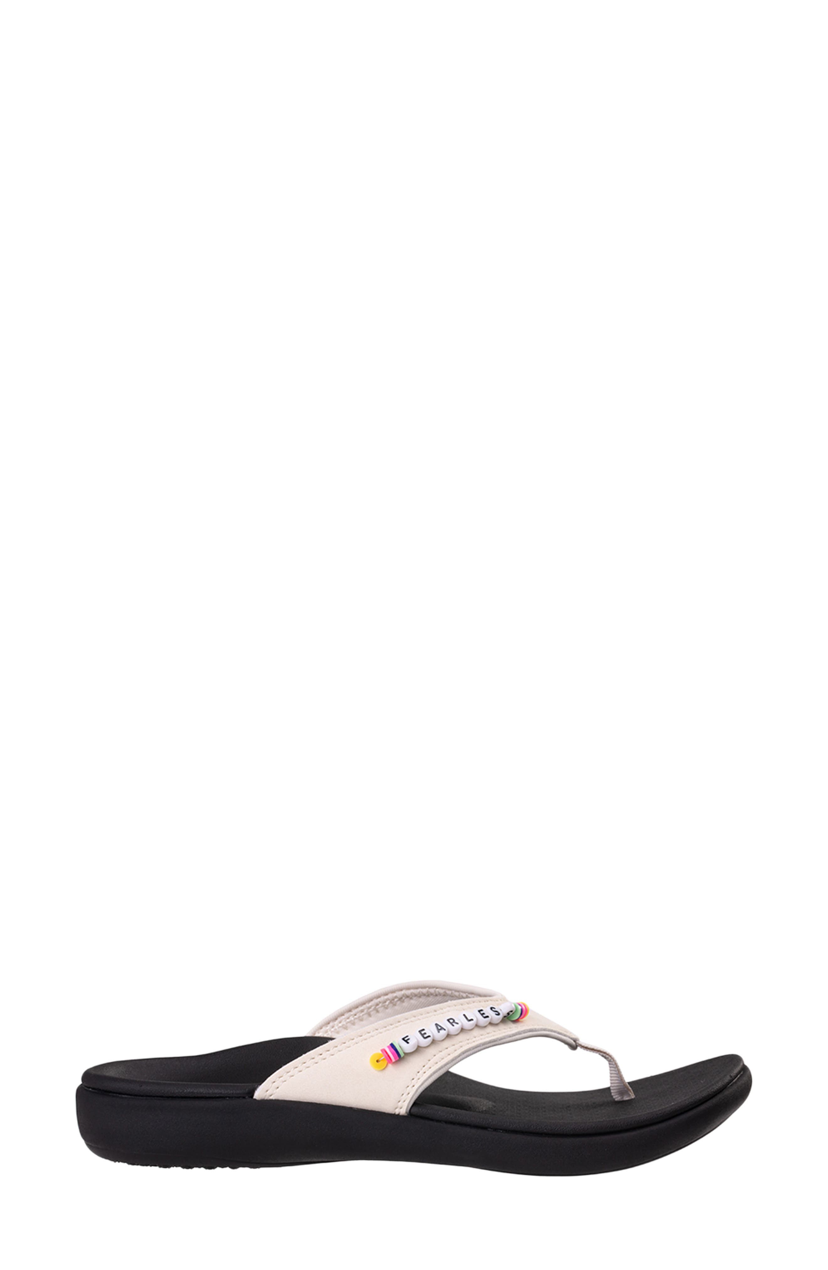 Yumi Friendship Fearless Beaded Flip Flop, Alternate, color, CREAM