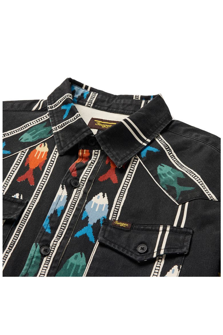 Amarillo Short Sleeve Cotton Twill Button-Up Shirt, Alternate, color, UPSTREAM BLACK