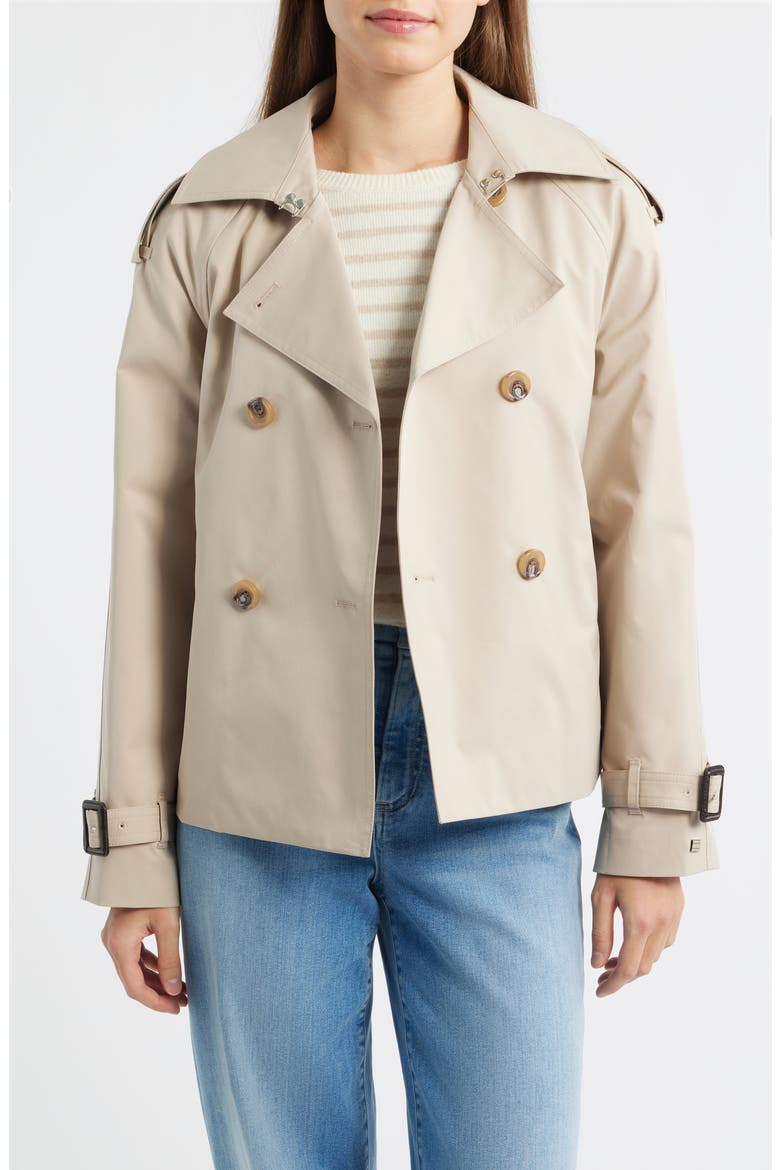 Belted Crop Trench Coat, Alternate, color, STONE