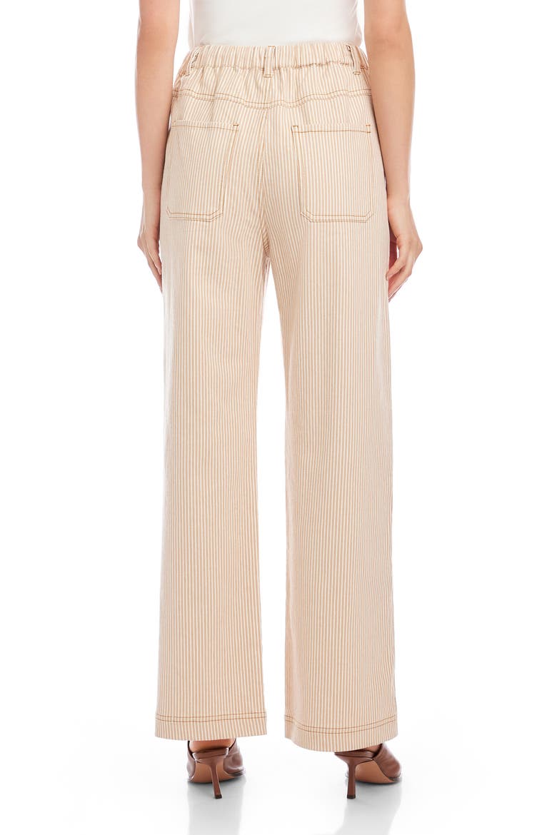 Blythe Stripe Stretch Cotton Drawstring Wide Leg Pants, Alternate, color, KHAKI/ CREAM