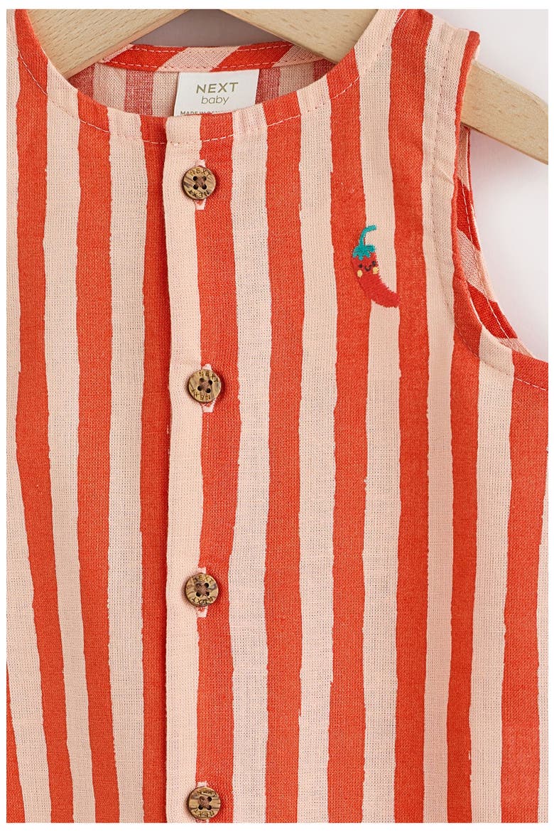 Just Chillin' Stripe Romper, Alternate, color, RED