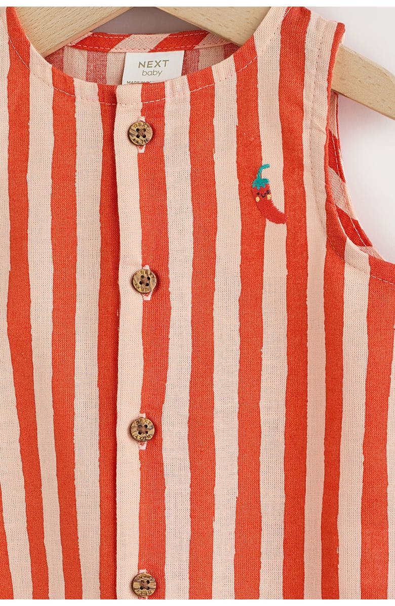 NEXT Just Chillin' Stripe Romper, Alternate, color, Red