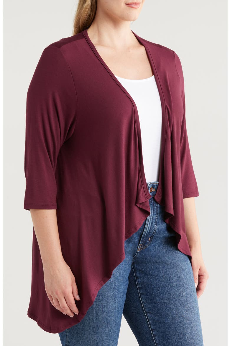 Open Front Cardigan, Alternate, color, WINE