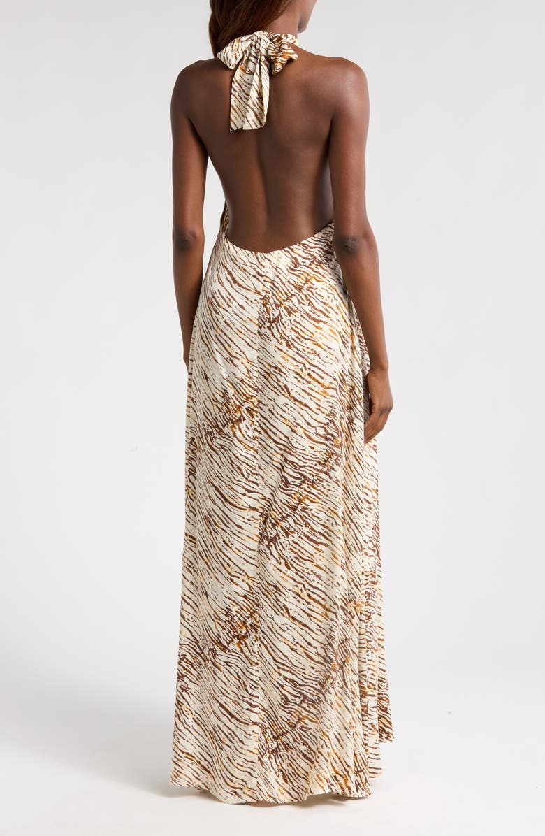 Elan Stripe Cover-Up Halter Maxi Dress, Alternate, color, Neutral Sahara