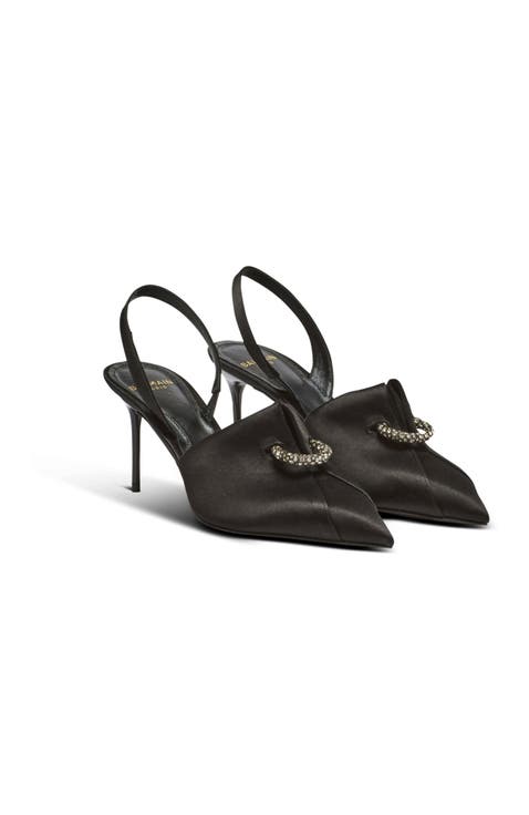 Satin slingbacks with piercing