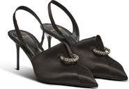 Balmain Satin slingbacks with piercing