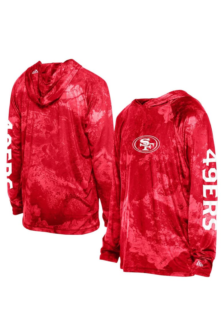 Men's New Era  Red San Francisco 49ers RealTree Xtreme Camo Raglan Long Sleeve Hooded Top, Alternate, color, Red