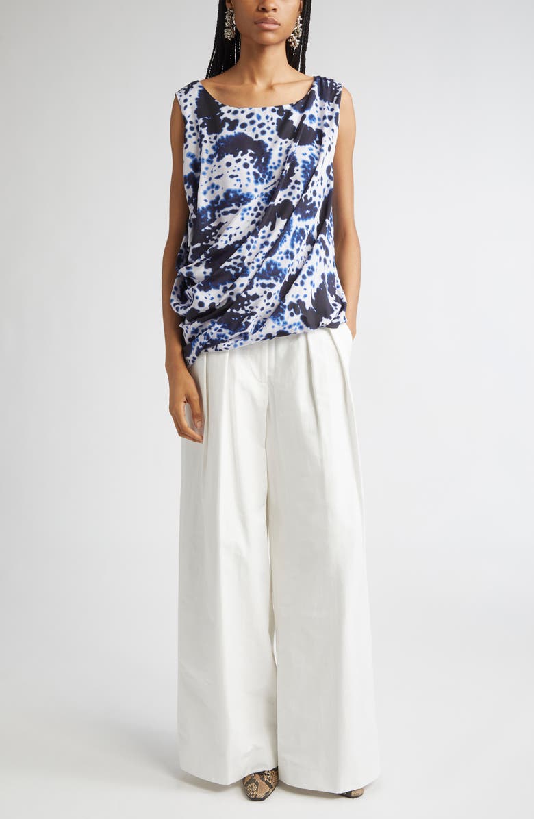 Dries Van Noten Cot Orchid Petal Print Draped Top, Alternate, color,