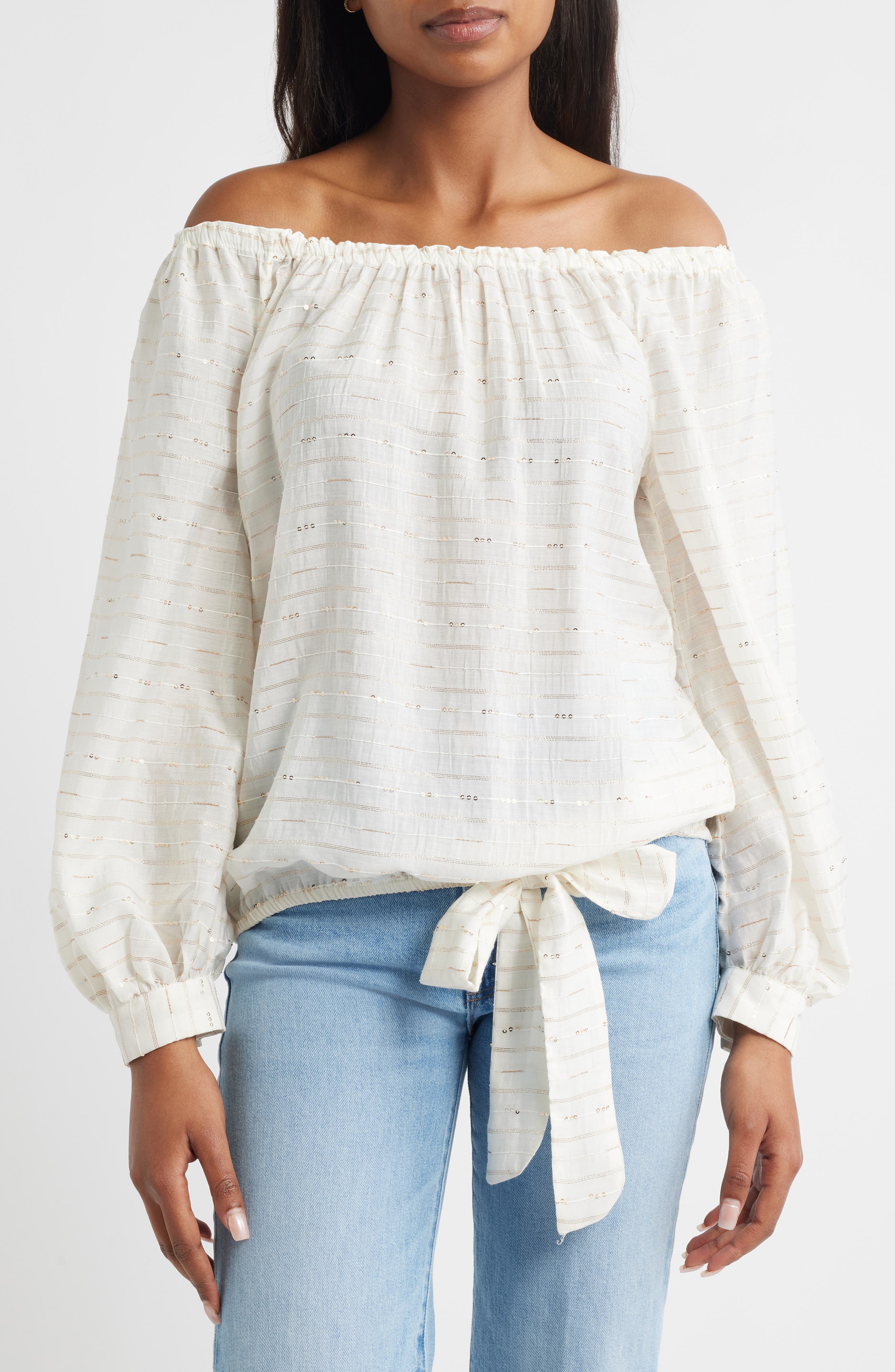 Vince Camuto Metallic Off the Shoulder Top