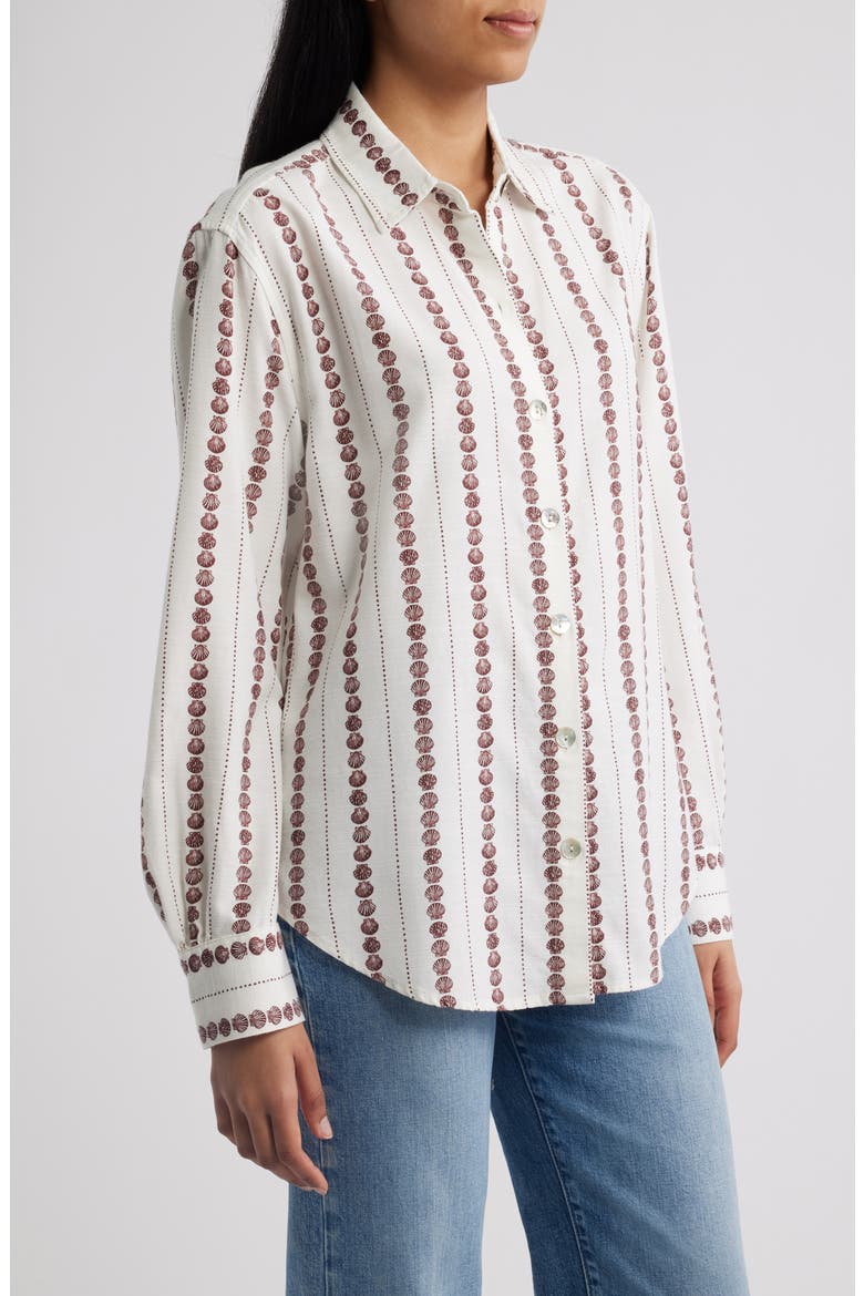 Boyfriend Button-Up Shirt, Alternate, color, SEASHELL STRIPE