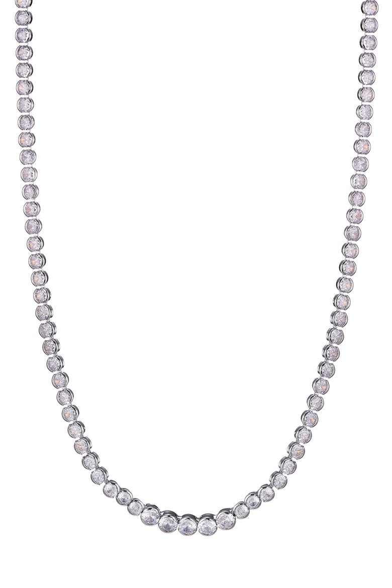 Bezel Crystal Tennis Necklace, Alternate, color, SILVER