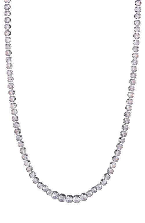 Adornia Bezel Crystal Tennis Necklace In Silver