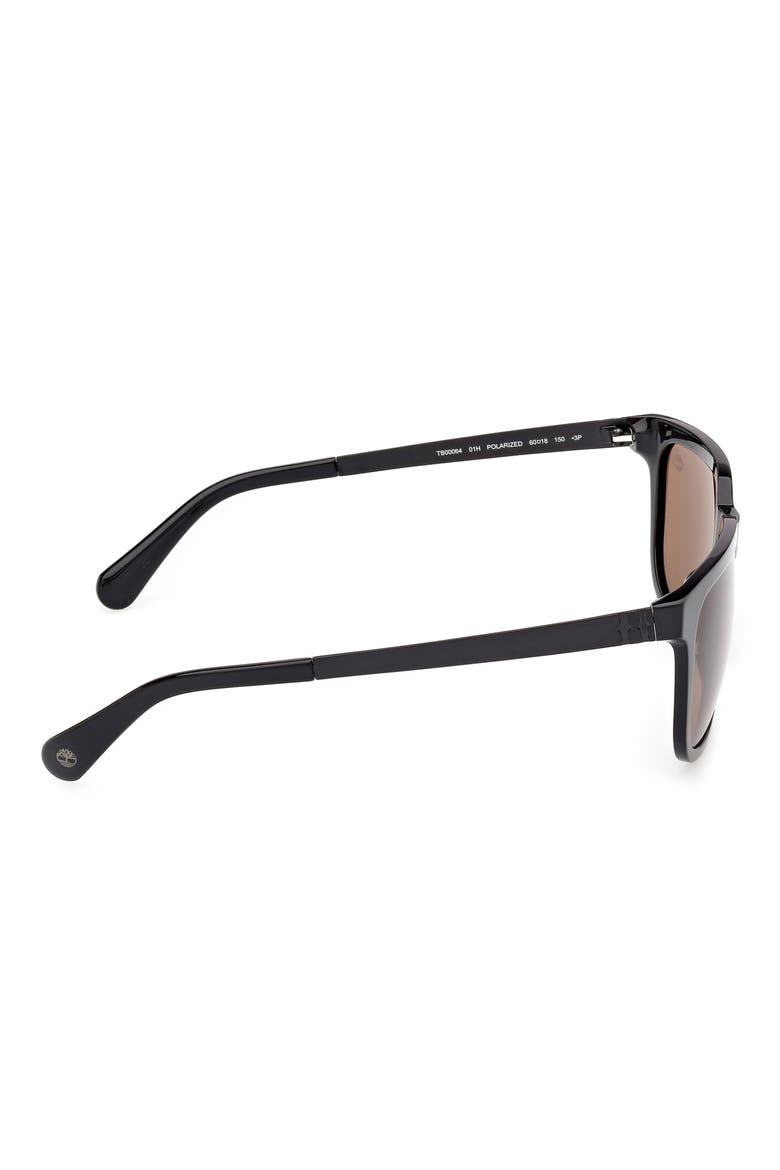 60mm Sunglasses, Alternate, color, SHINY BLACK / BROWN POLARIZED