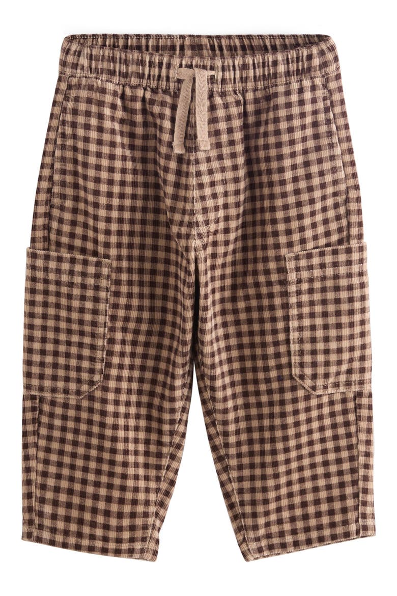 Kids' Gingham Corduroy Cargo Pants, Main, color, BROWN