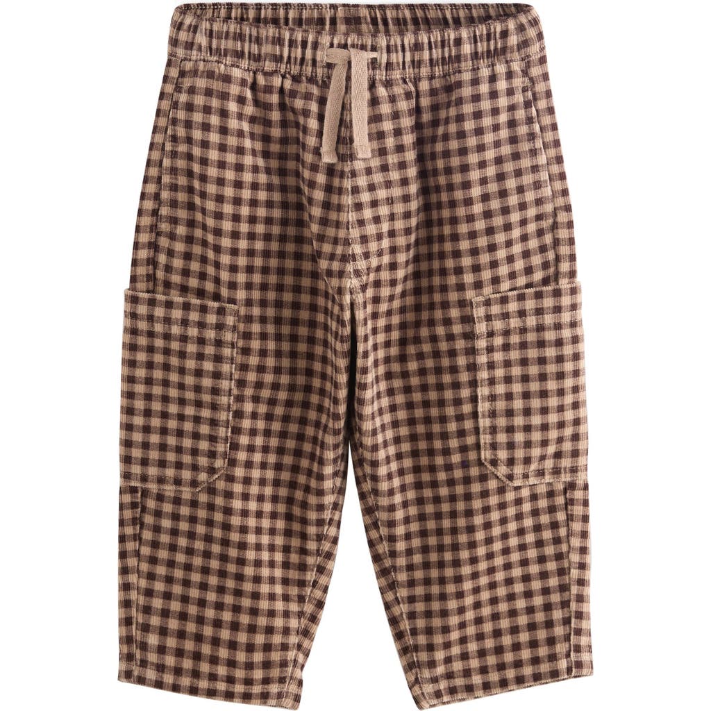 Next Kids' Gingham Corduroy Cargo Pants In Pink