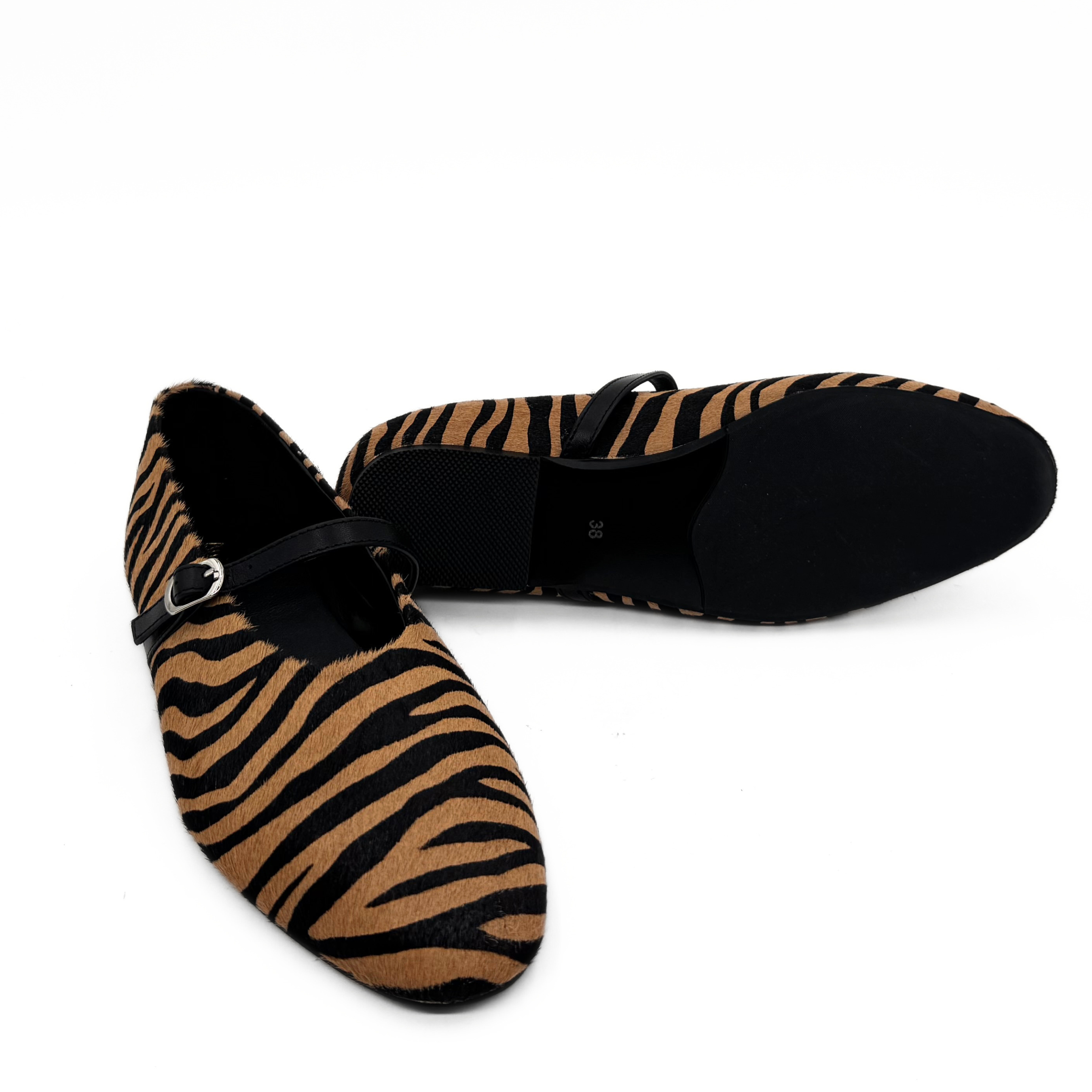 Lori Zebra Mary Jane Flats, Alternate, color, Beige
