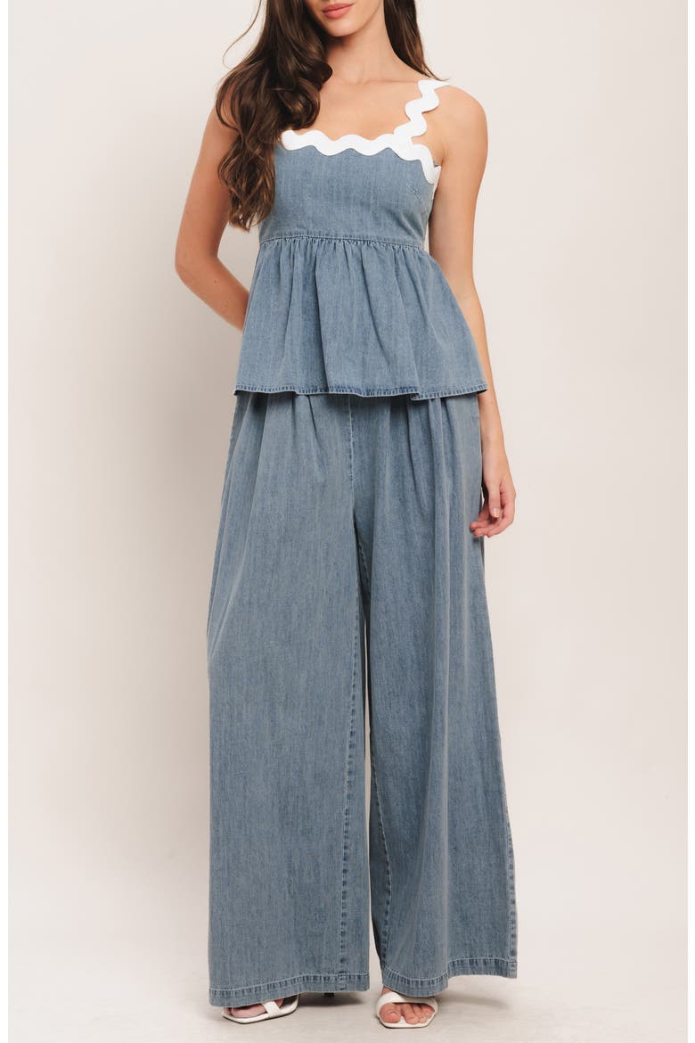 Pleated Wide Leg Pants, Alternate, color, LIGHT INDIGO