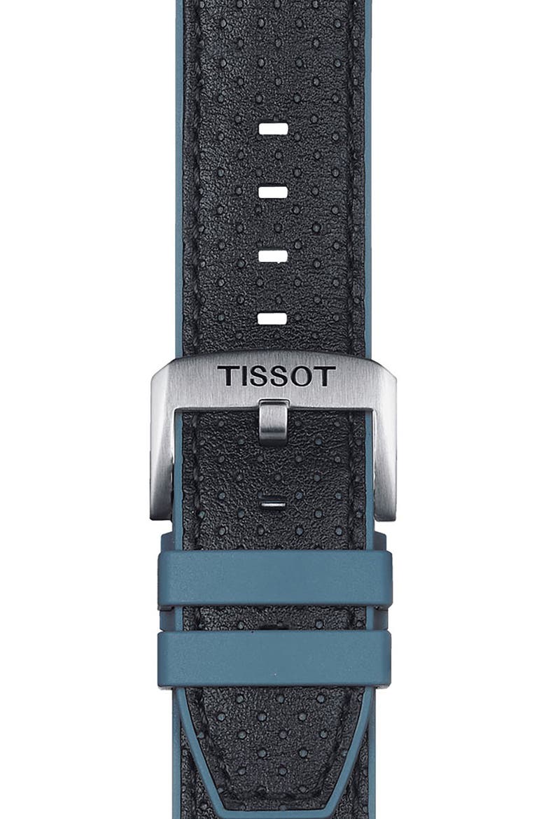 22mm Color Tipped Leather Watchband, Alternate, color, BLACK / BLUE