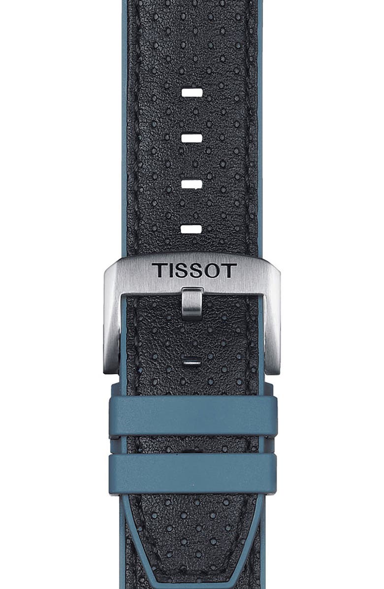 Tissot 22mm Color Tipped Leather Watchband, Alternate, color, Black / Blue