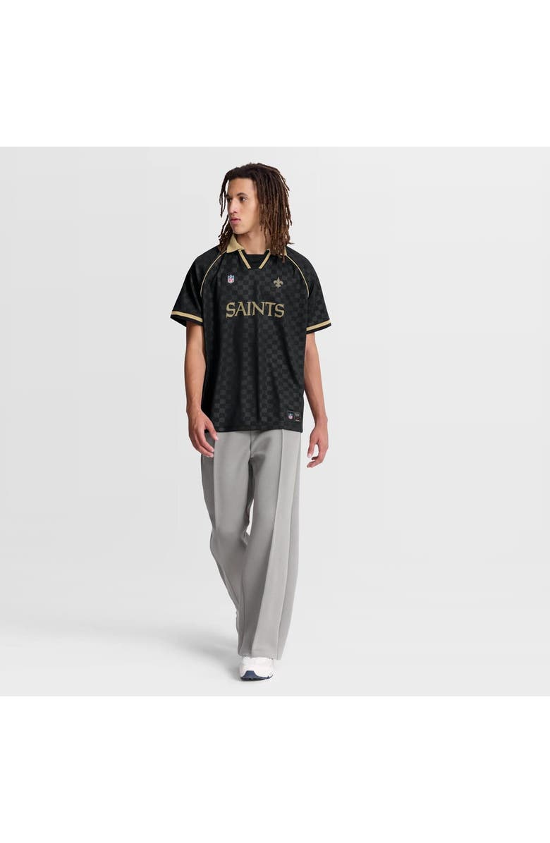 FANATICS Men's Fanatics Black/Gold New Orleans Saints Homerun Raglan V-Neck Polo, Alternate, color, Black