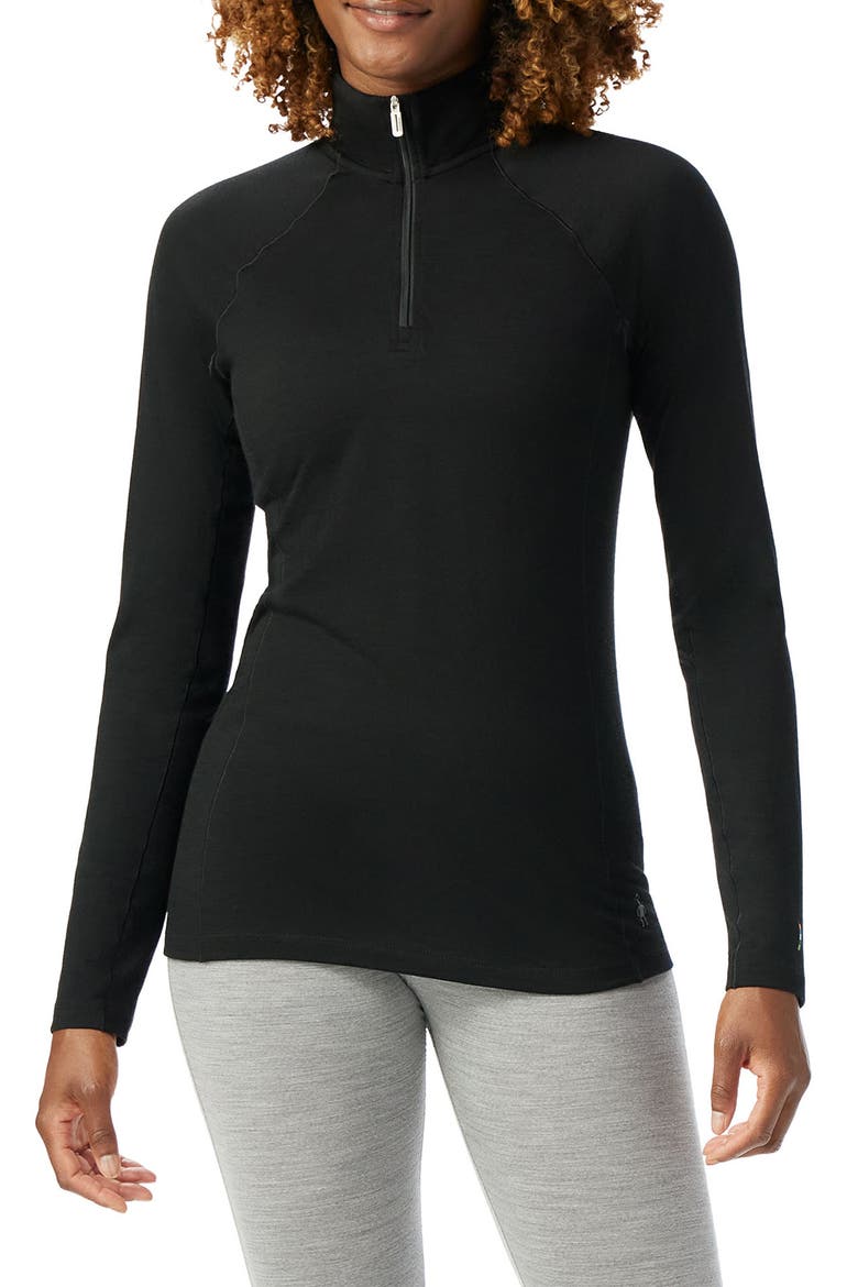 Merino Wool Blend Quarter-Zip, Main, color, BLACK