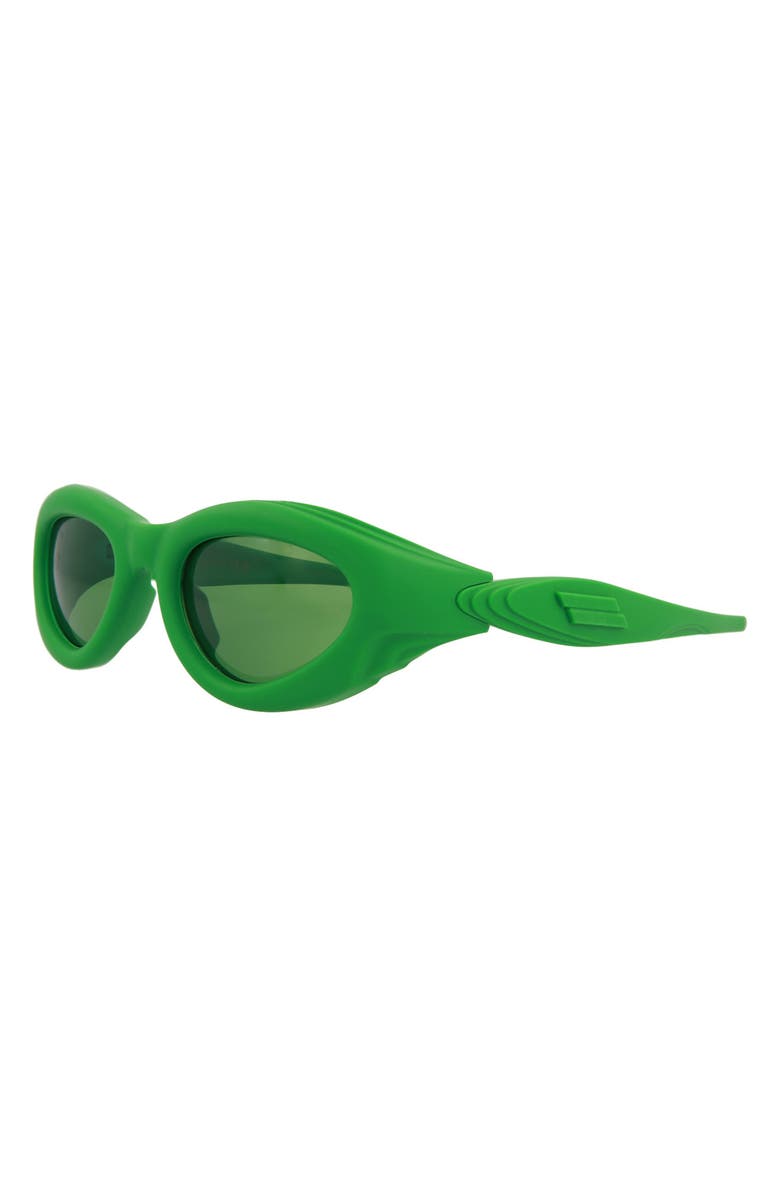Bottega Veneta 51mm Oval Sunglasses, Alternate, color, Dark Green Green