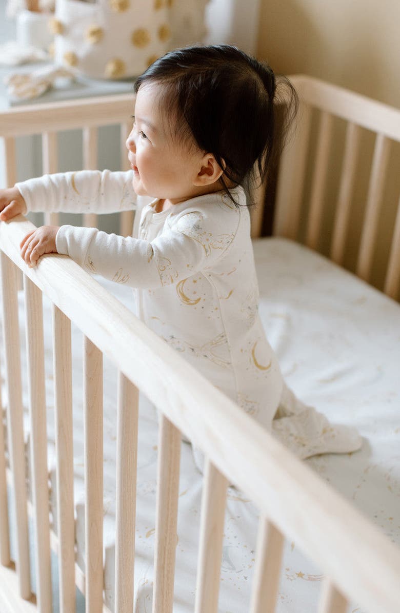 Pehr Moondance Fitted Organic Cotton One-Piece Footie Pajamas, Alternate, color, 