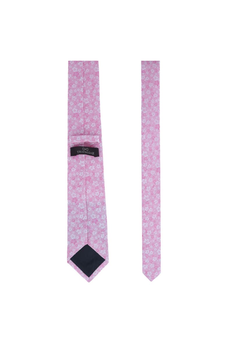Trafalgar Hanami Cherry Blossom Burst Linen Blend Novelty Necktie, Alternate, color, Pink