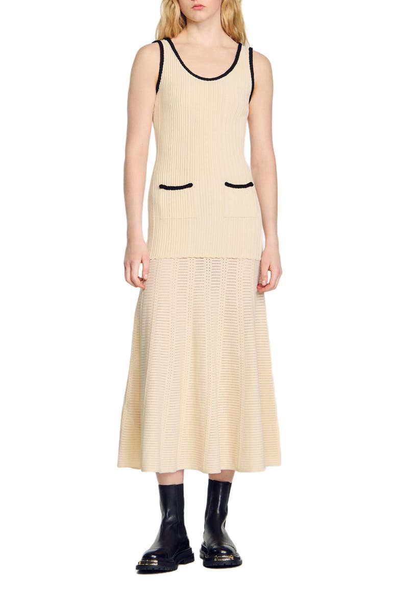SANDRO Pointelle knit dress, Alternate, color, 