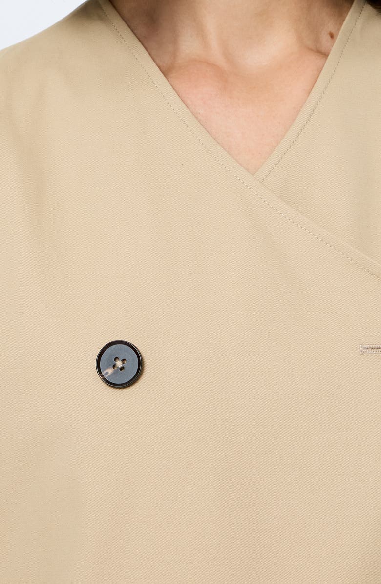 French Connection Collarless Double Breasted Cotton Twill Jacket, Alternate, color, Khaki