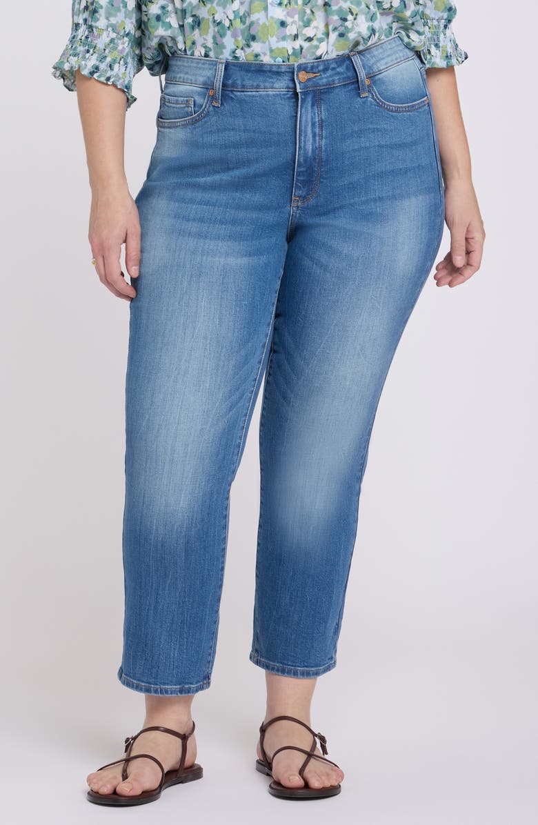 NYDJ Marilyn Floral Pocket Straight Leg Ankle Jeans, Main, color, Pacifica