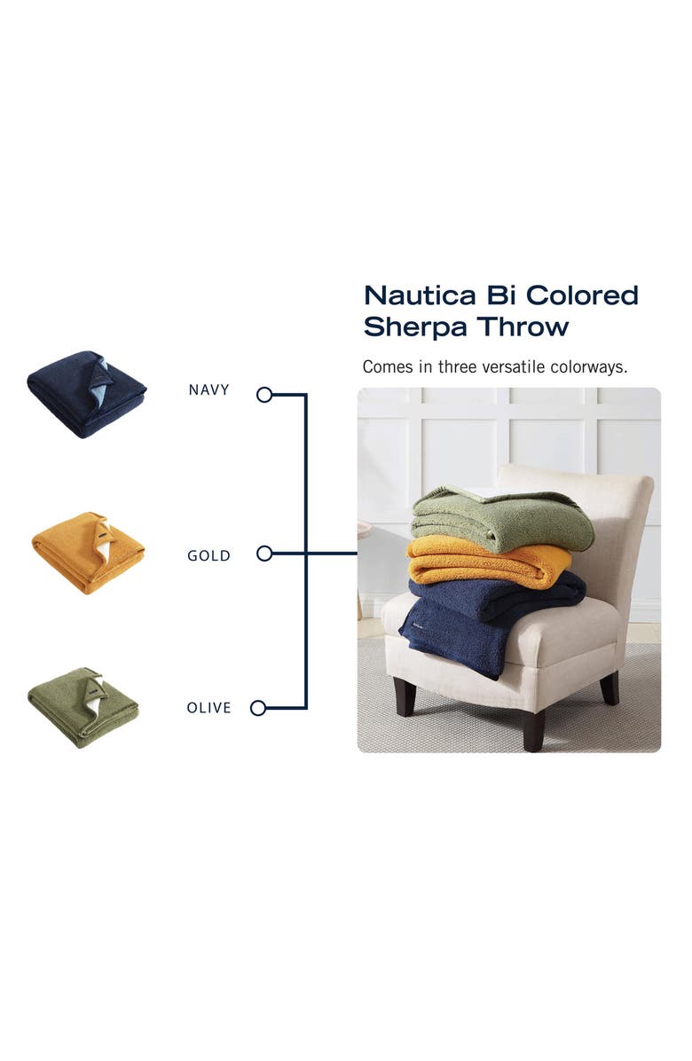 Nautica Saltmarsh Faux Shearling Throw Blanket, Alternate, color, Grey