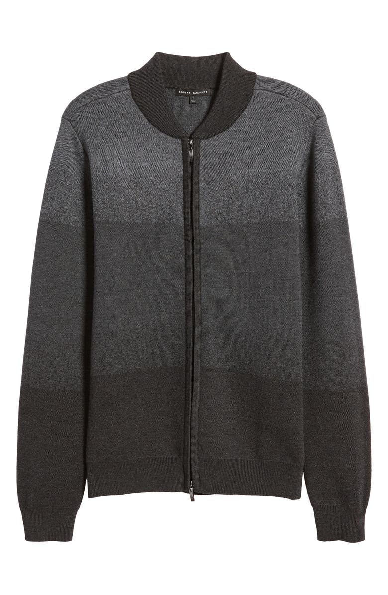 Robert Barakett Crosswoods Ombré Jacquard Merino Wool Zip-Up Sweater Jacket, Alternate, color,
