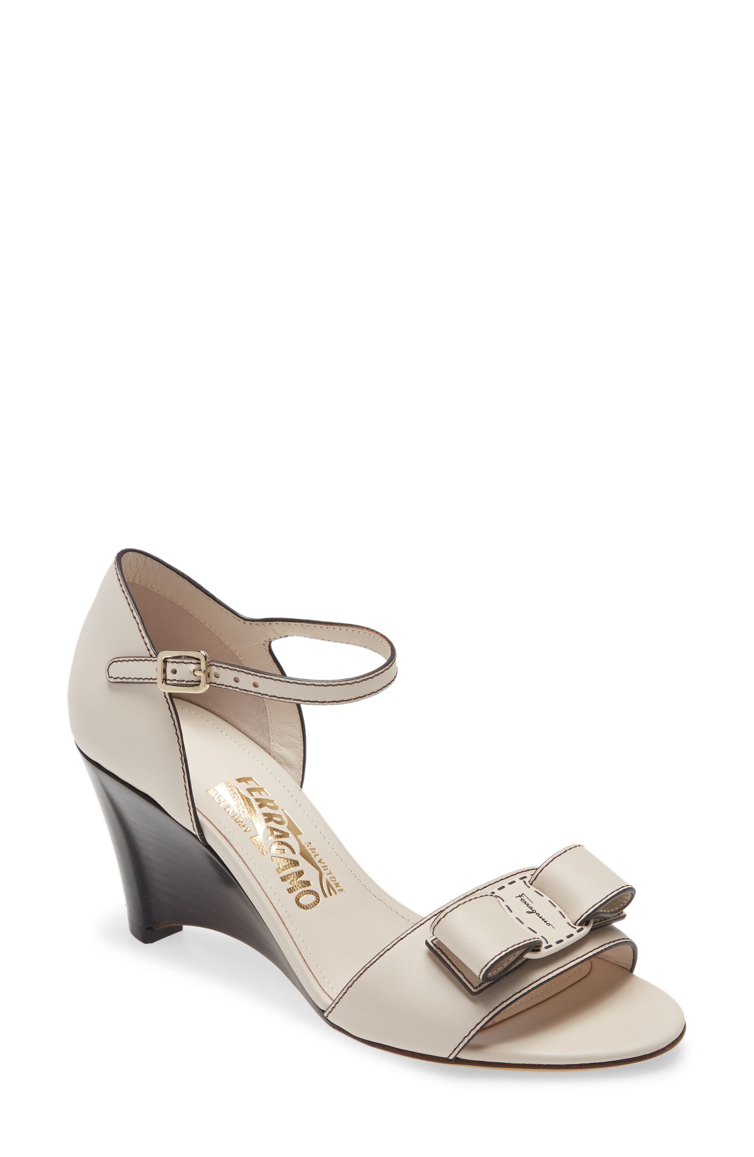 FERRAGAMO Salvatore Ferragamo Grette Bow Wedge Sandal, Main, color, 