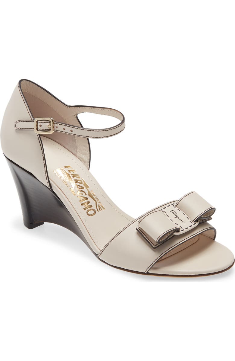FERRAGAMO Salvatore Ferragamo Grette Bow Wedge Sandal, Main, color,