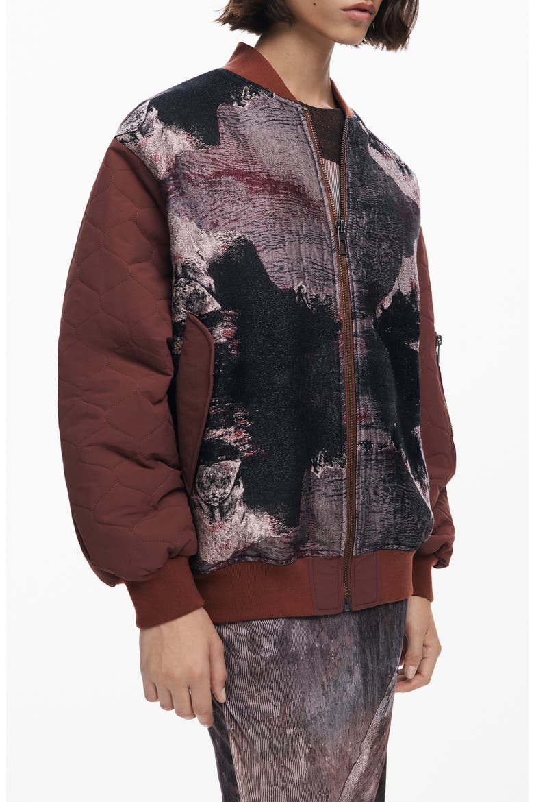 Onion Quilted Puffer Bomber Jacket, Alternate, color, DARK BROWN