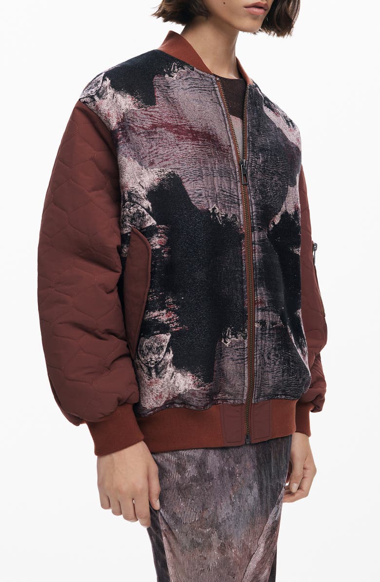 Desigual Onion Quilted Puffer Bomber Jacket, Alternate, color, Dark Brown