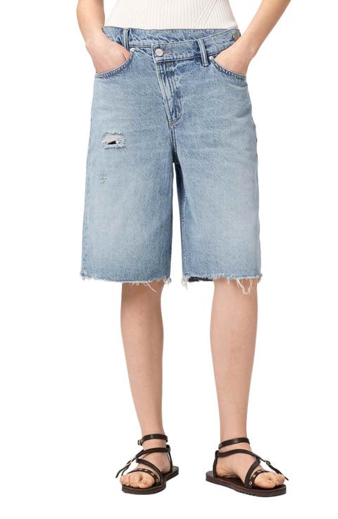 Aki Crossover Denim Shorts (Destroy Light Blue)