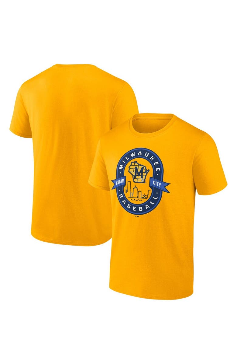 FANATICS Men's Fanatics Branded Gold Milwaukee Brewers Iconic Glory Bound T-Shirt, Main, color, Gold