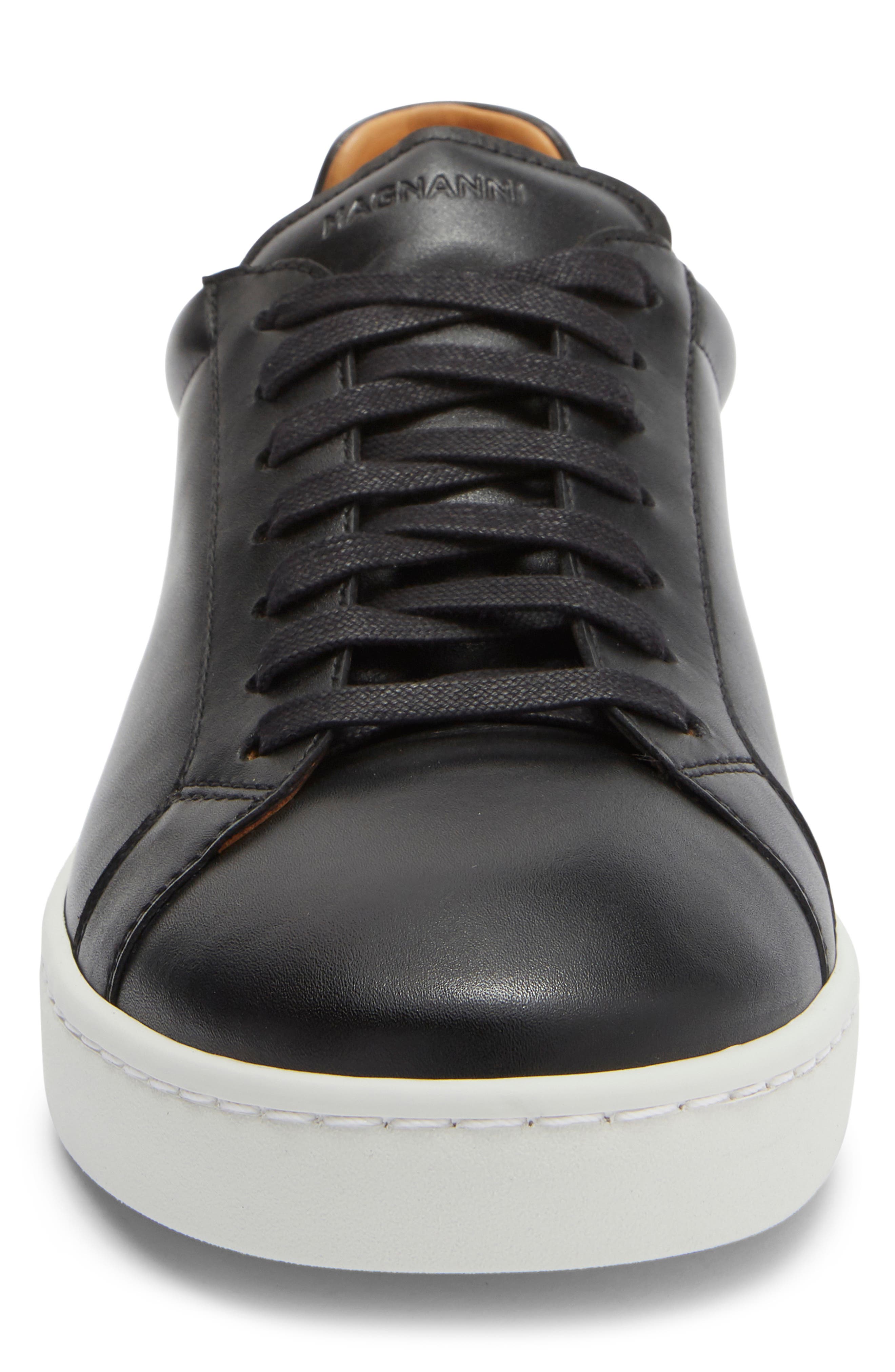 Elonso Leather Sneaker, Alternate, color, BLACK LEATHER WHITE SOLE