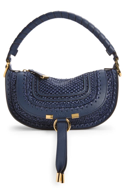 Chloé Mini Marcie Raffia Effect Shoulder Bag in Parisian Night at Nordstrom