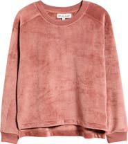 CITY BLUES Ribbed Velour High-Low Sweatshirt