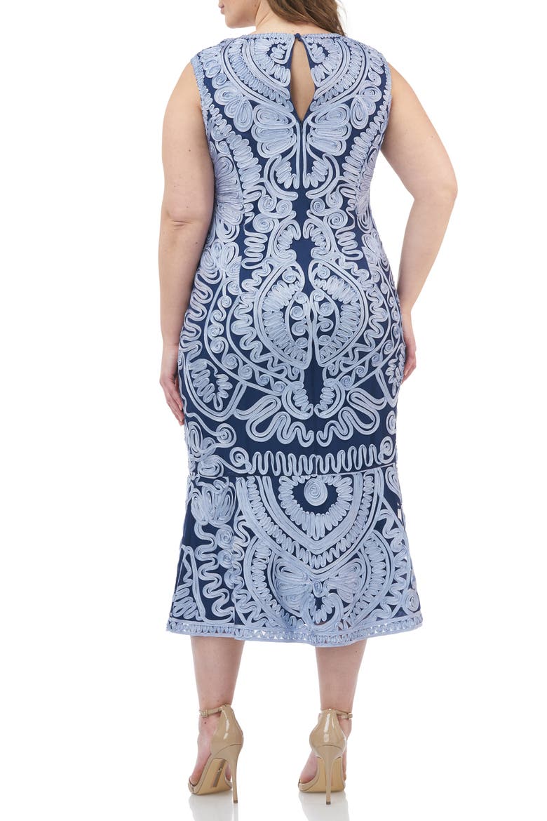 Soutache Mesh Midi Dress, Alternate, color, NAVY SKY