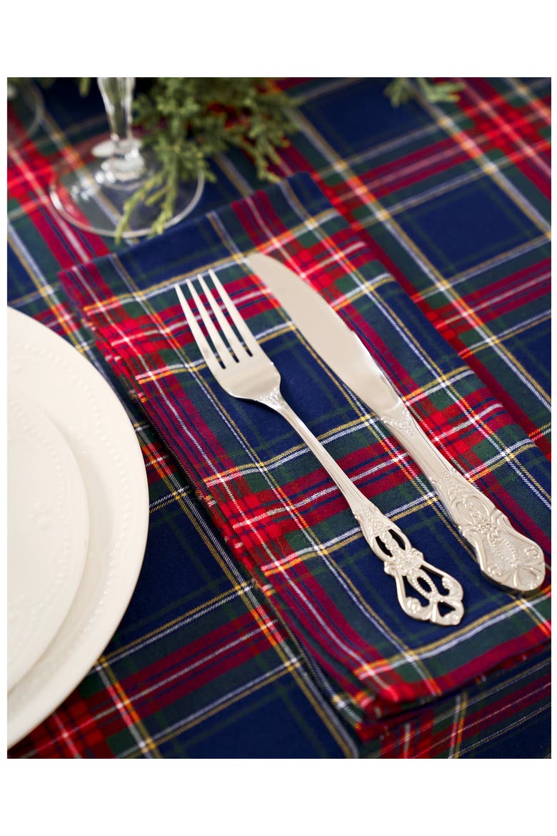 Windsor Set of 4 Tartan Cotton Napkins, Alternate, color, NAVY