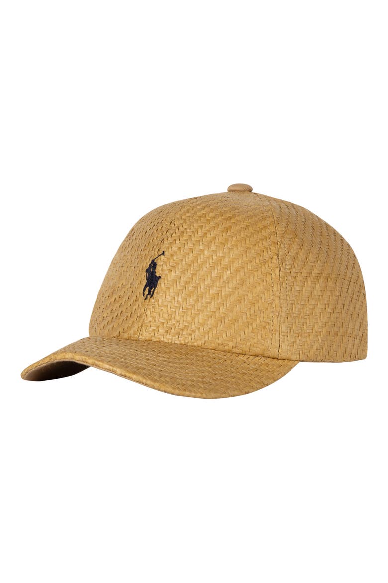 Embroidered Logo Straw Baseball Cap, Main, color, CAFE TAN