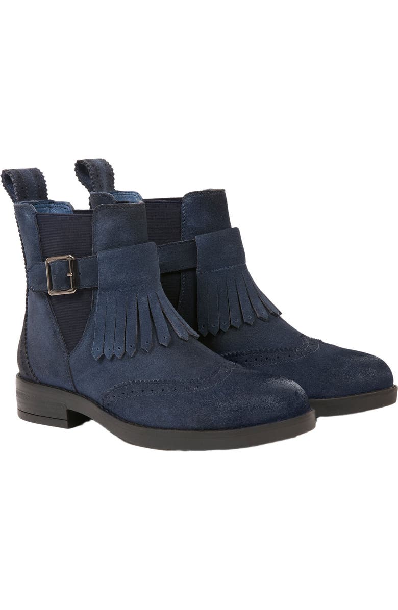 Celtic & Co. Brogue Strap Chelsea Boot, Main, color, Navy